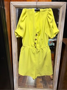 Bright Yellow Romper with Button Front